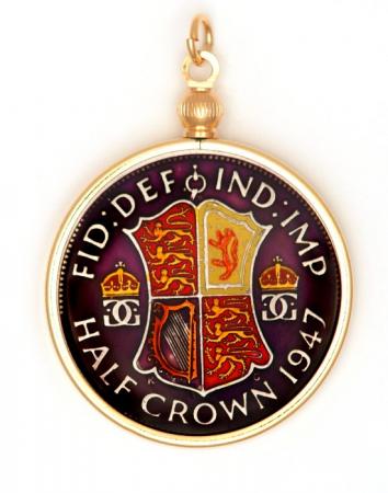 Hand Painted British 1/2 Crown Pendant