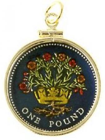 Hand Painted Ireland 1 Pound Blooming Flax Pendant