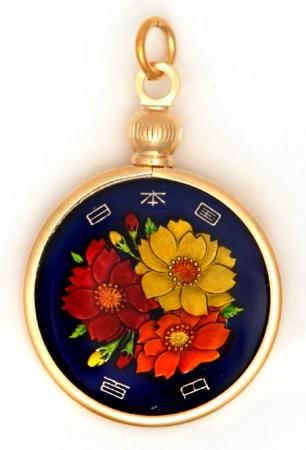 Hand Painted Japan 50 Yen Chrysanthemum Pendant