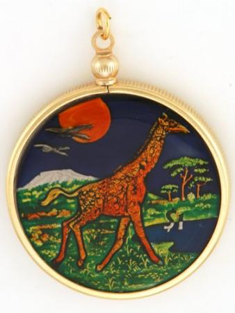 Hand Painted Sierra Leone 1 Dollar Giraffe Pendant