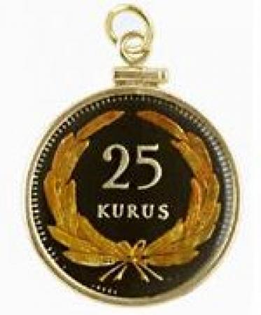Hand Painted Turkey 25 Kurus Pendant
