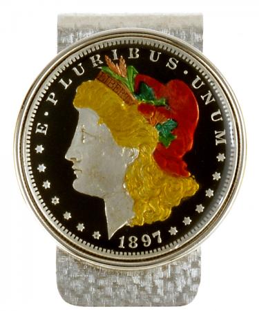 Hand Painted Morgan Dollar (Obverse) Money Clip