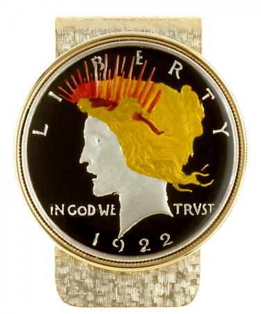 Hand Painted Peace Dollar (Obverse) Money Clip