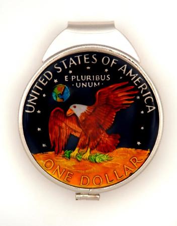 Hand Painted Eisenhower Dollar (Reverse) Money Clip