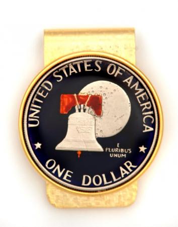 Hand Painted Eisenhower Bicentennial Dollar (Reverse) Money Clip