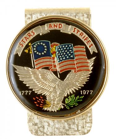 Hand Painted Stars & Stripes Commemorative Medallion Money Clip