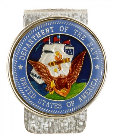 Hand Painted Navy Commemorative Medallion Money Clip