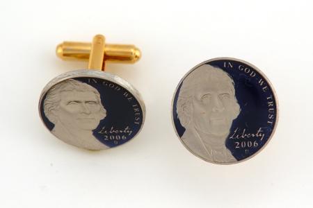 Hand Painted Jefferson Nickel (Obverse) Cuff Links