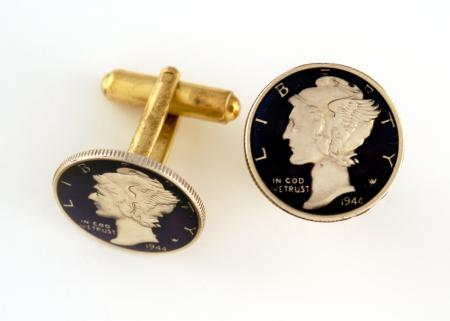 Hand Painted Mercury Dime (Obverse) Cuff Links