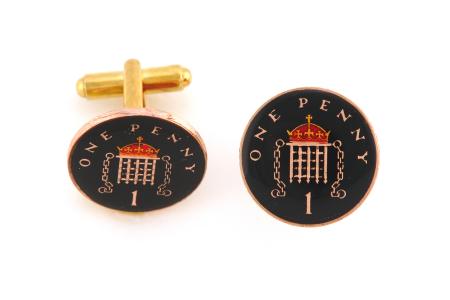 Hand Painted British 1 Penny Cuff Links