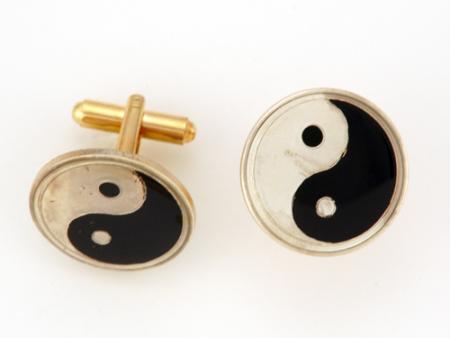Hand Painted Ying Yang Medallion Cuff Links