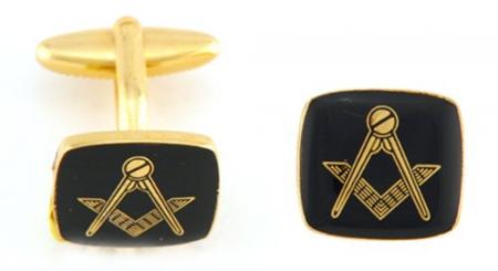 Hand Painted Masonic Medallion (Black/Square) Cuff Links