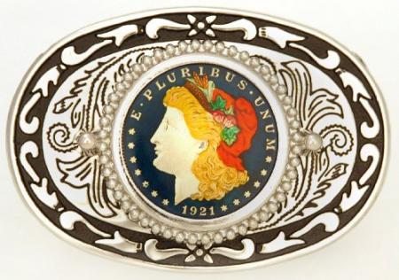 Hand Painted Morgan Dollar Belt Buckle