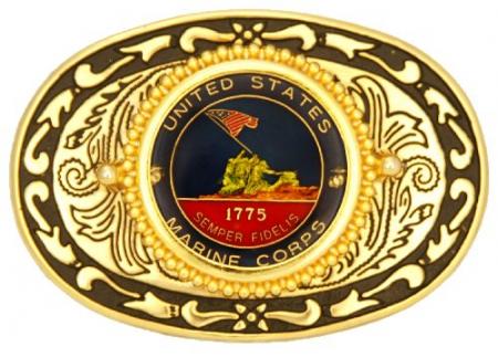 Hand Painted Marine Corp Belt Buckle