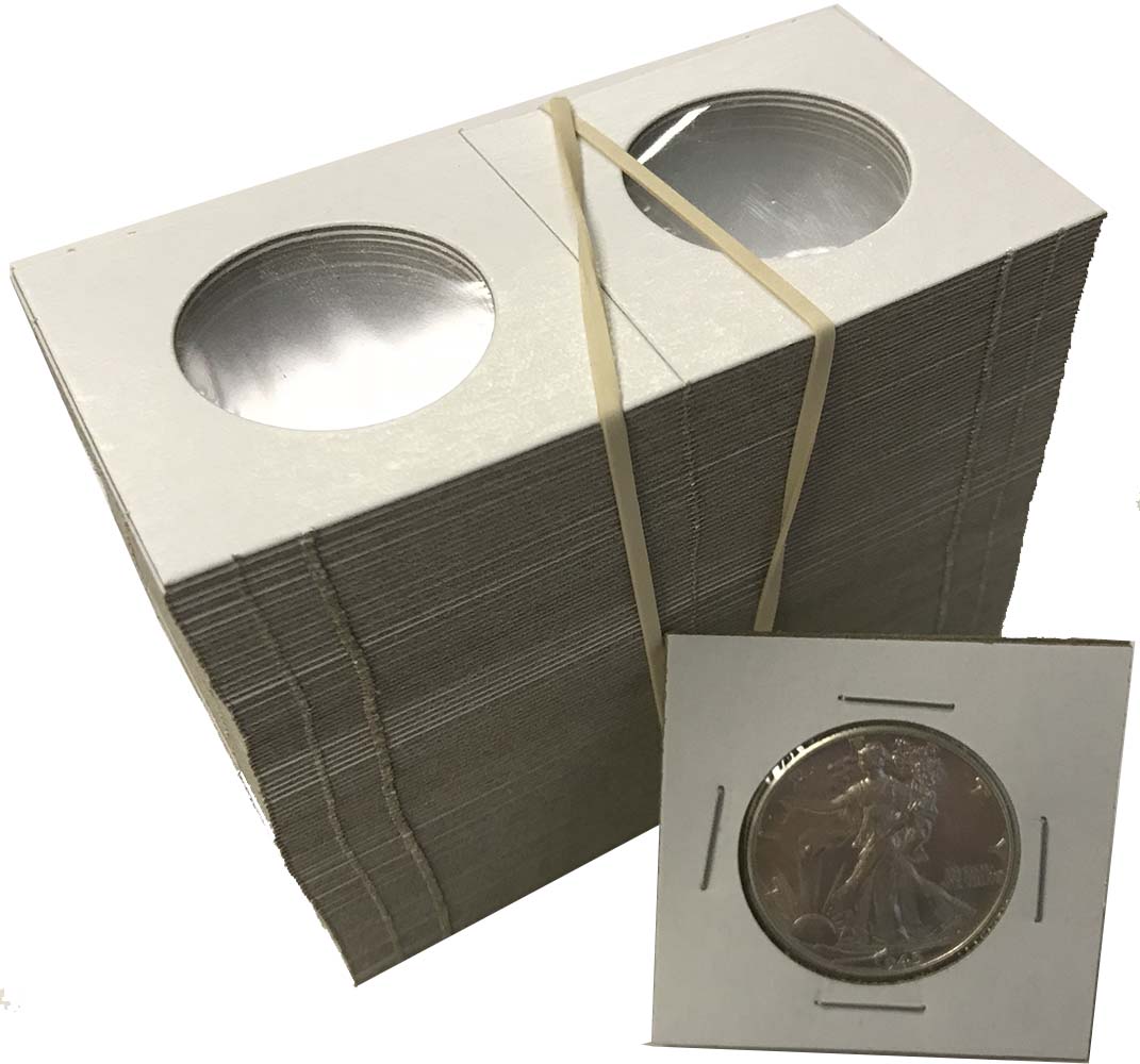 50 2X2 Half Dollar Mylar Cardboard Coin Holders Flips NEW 