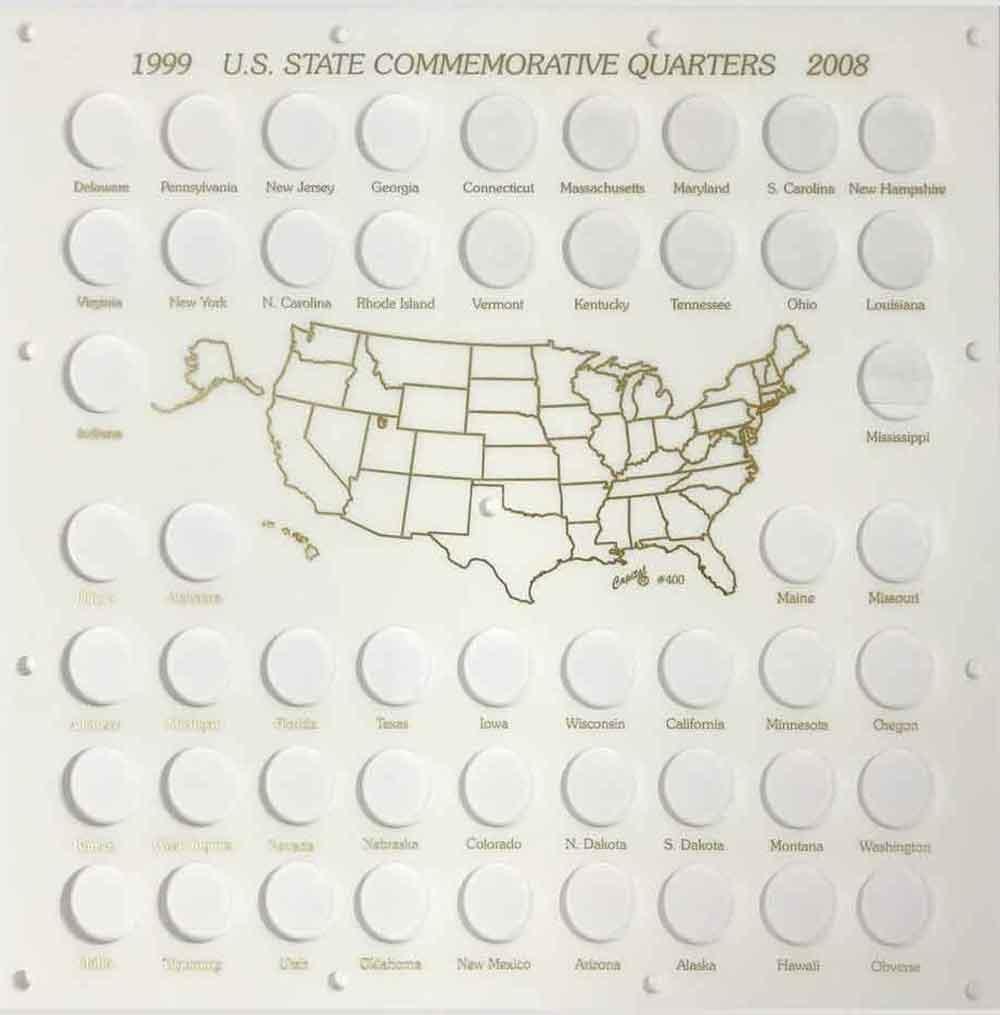CAPITAL PLASTICS QUARTERS COIN DISPLAY FREE/SHP.. 1999-2008 U.S STATE COMMEM 