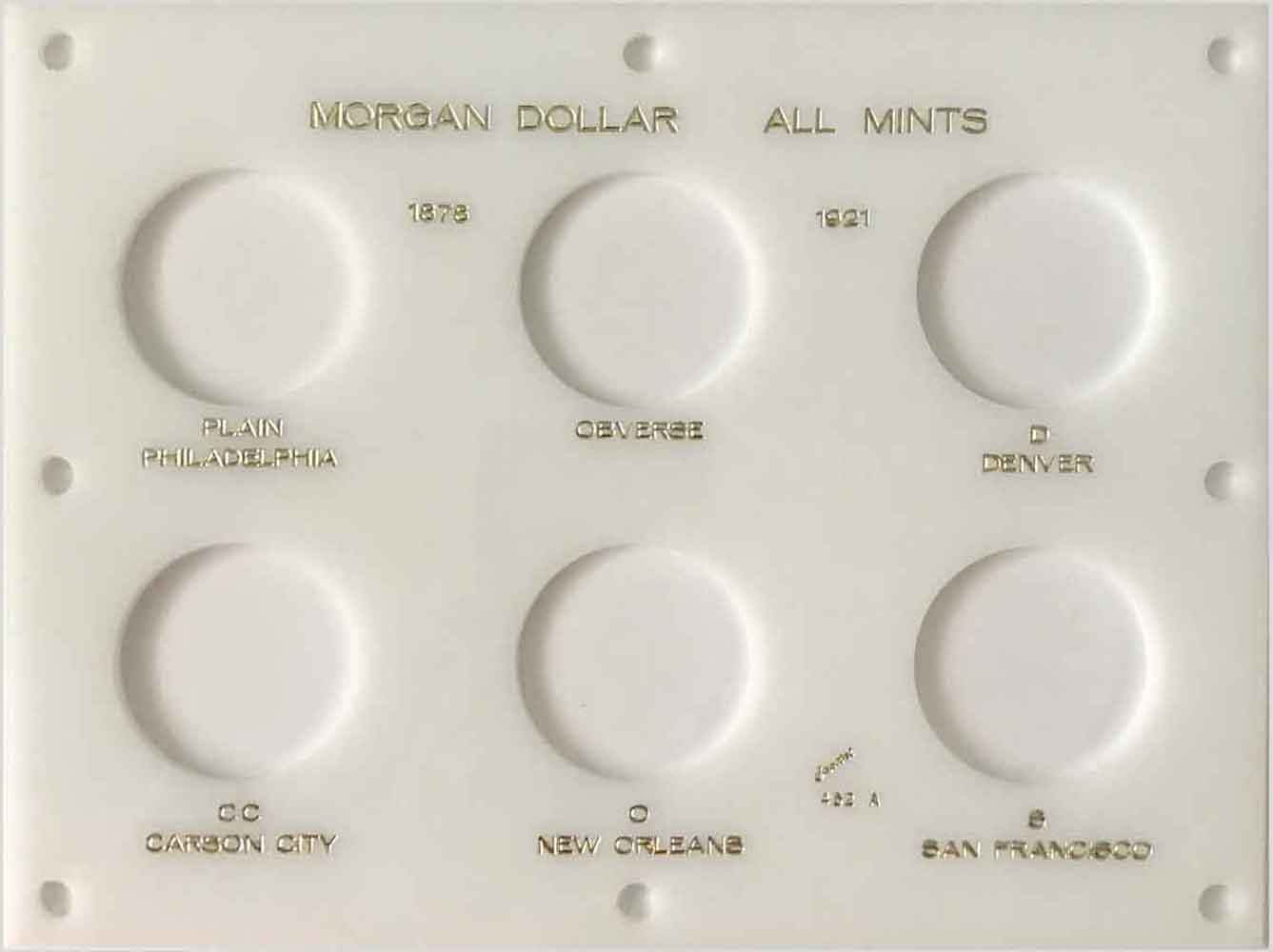 Capital Plastics GX52A Galaxy Display Holder – Holds 6 Silver Dollar Coins (Morgan, No Dates), White, Made In USA