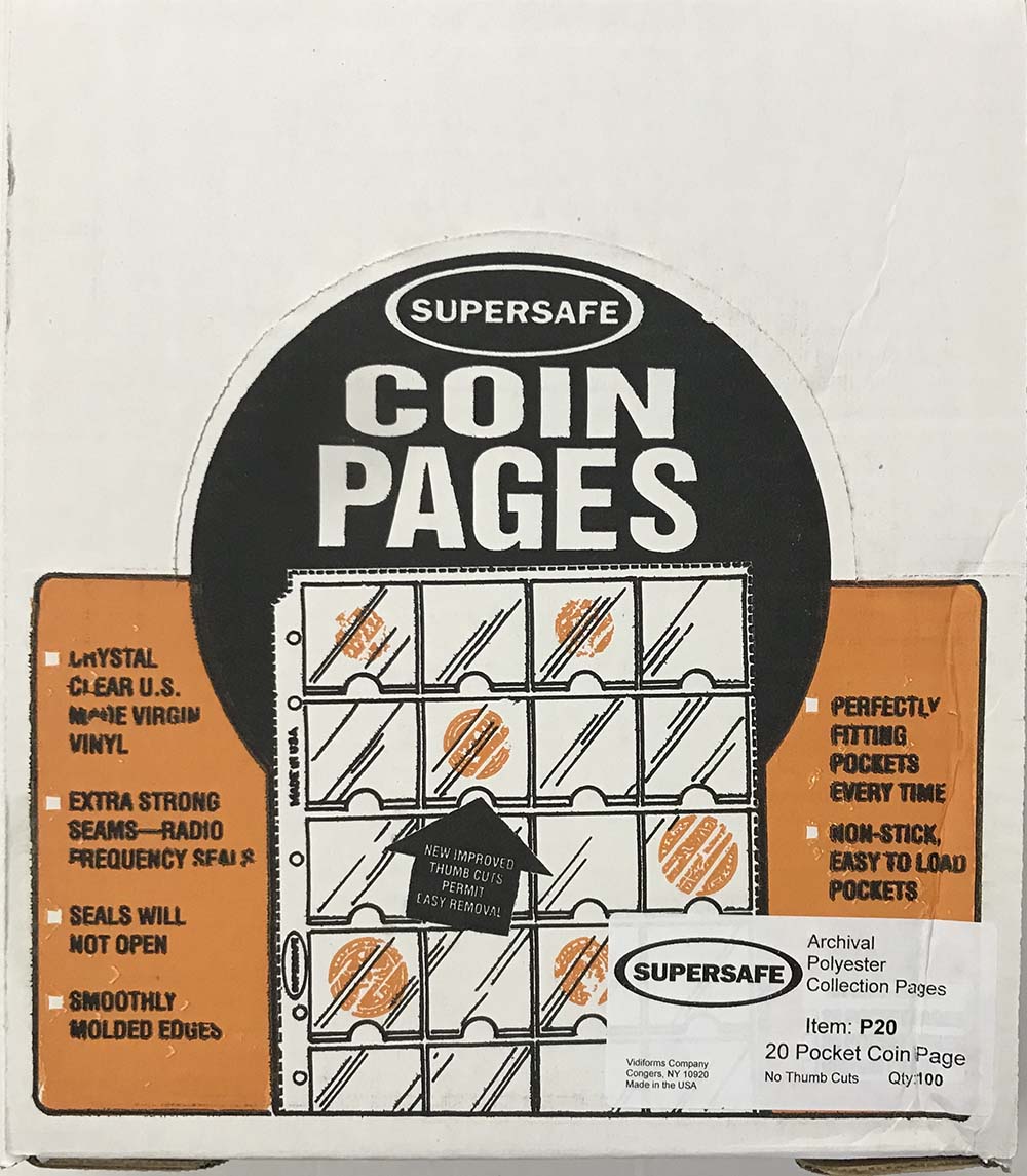 Details about   Supersafe Vinyl Coin Pages 1.5x1.5 30 Pocket For 3 Ring Album/Binders Lot of 20 
