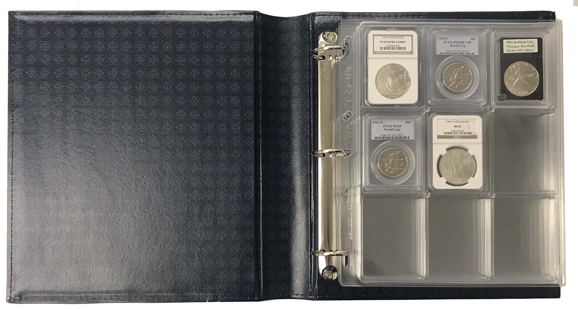 Classy Black Leatherette Box For Two 2x2 Snaplock Coin Holders Gift Lighthouse 