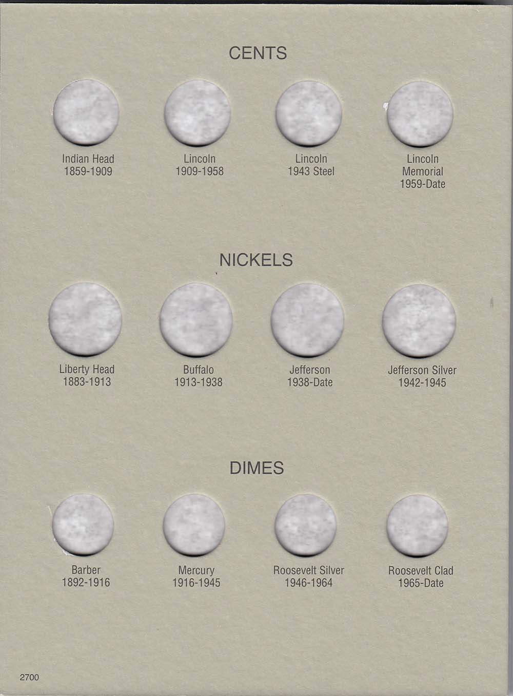 United States USA Nickels 5¢ 1997-Date Unisafe Coin Folder Album #127 