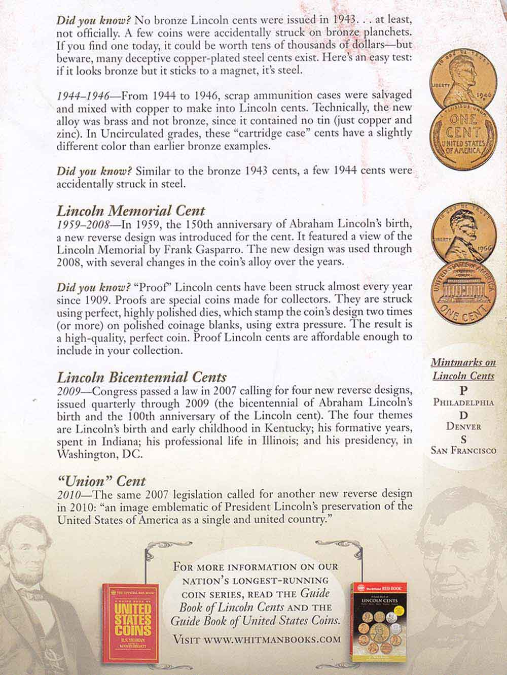 Whitman Classic Coin Album 2235 Lincoln Cents 1996-2009 P&D Mints replaces #9113 