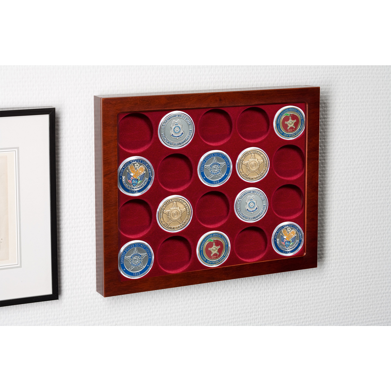 thumbnail image 2 of SCHULZ Red Collection Tray For Coins – 24 Compartments, Fits Crowns & £5 Coins (ø45mm) – PO24, Made In Poland 2 of 5