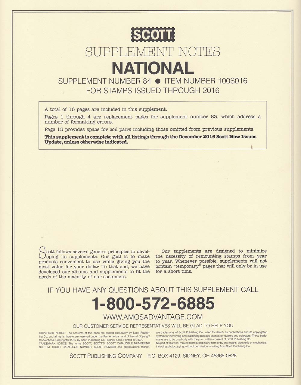 Scott Stamp Album Supplement 100S018 US National