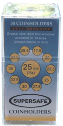 Supersafe Self Adhesive 2x2 Holders -- 25mm (Quarters)