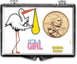 Edgar Marcus Snaplock Holder -- It's A Girl -- Stork -- Golden Dollar