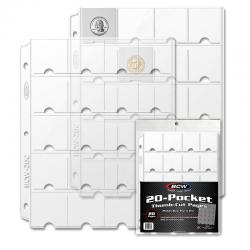 Organize Your Collection: 300 BCW Coin Album Pages – 20 Pocket Sheets For 2x2 Holders
