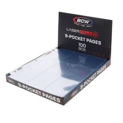 BCW LaserWeld 9 Pocket Side Loading Trading Card Page -- Singles / Box of 100