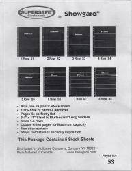 Showgard Supersafe Stock Sheets -- 3 Row