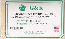 G&K Jumbo Dealer Cards (115A) -- 7 3/4 x 4 3/4