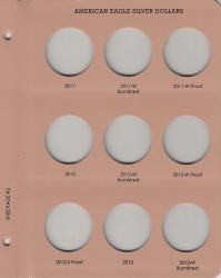 Dansco Replacement Page 8182-2: American Eagle Silver Dollars w/ Proof (2011 to 2013-W Burnished)