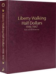 Whitman Prestige Coin Album - Liberty Walking Half Dollars 1916-1947 Date & Mintmark Set (Burgundy)