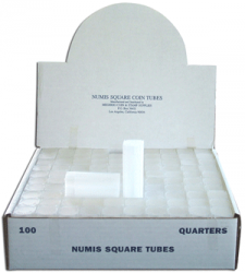 Lot Of 15 Numis Square Coin Tubes Quarter Size Stackable Safe Storage Durable 
