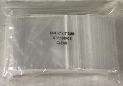 Zip Lock Bags  - 2x2 - Bag of 100
