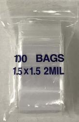 Zip Lock Bags  - 1.5x1.5 - Bag of 100