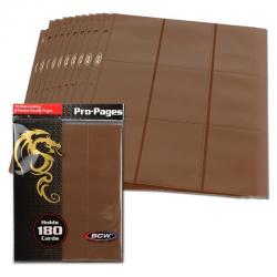 BCW Side Loading 18-Pocket Pro Pages -- Brown -- Pack of 10