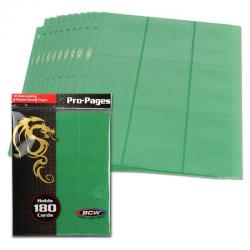 BCW Side Loading 18-Pocket Pro Pages -- Green -- Pack of 10