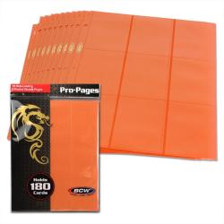 BCW Side Loading 18-Pocket Pro Pages -- Orange -- Pack of 10