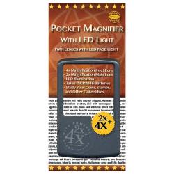 Whitman 2-in-1 LED Pocket Magnifier 2X, 4X