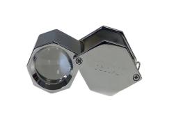 Large Hexagon Triplet Loupe, 21.5mm, 10X -- Silver