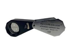 Dual Led/UV Lighted Triplet Loupe, 21mm, 10X