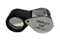 Chrome Triplet Loupe with Black Grip, 21mm, 10X