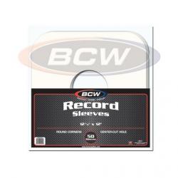 BCW 33 RPM Record Sleeves -- Paper -- Round Corner With Hole -- Pack of 50