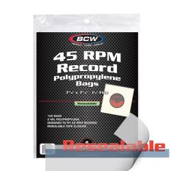 BCW 45 RPM Record Bags (Resealable)