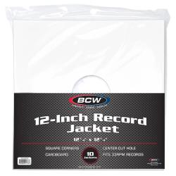 BCW 12-Inch Record Paper Jacket -- With Hole -- White