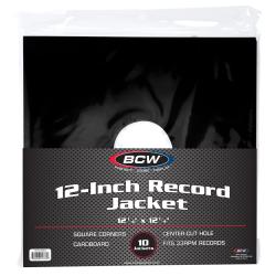 BCW 12-Inch Record Paper Jacket -- With Hole -- Black