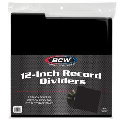 BCW 12 Record Dividers -- Black